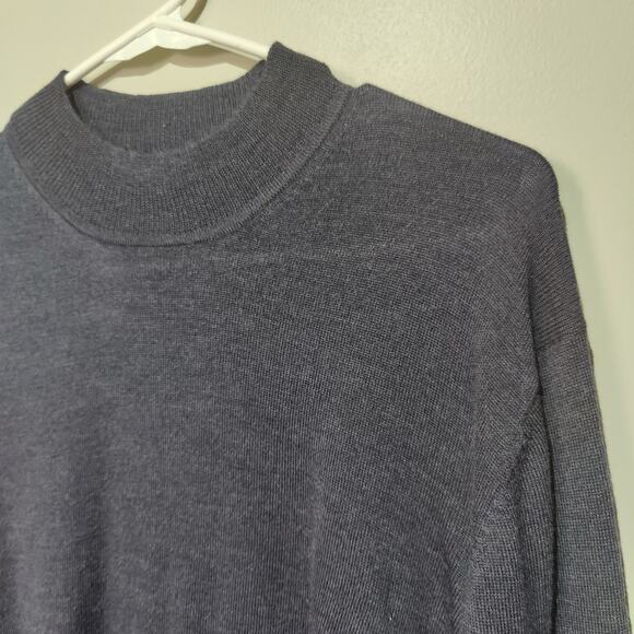 Brooks Brothers Men's Sz L Navy Blue Extra Fine Italian Merino Wool Sweater - Picture 2 of 4